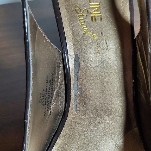 Madeline Stuard Brown Patent Peep-Toe Slingback S6 - Picture 6 of 6